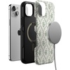 image:imageCasely iPhone 15 Plus Case  Into the Wild  White Snow Leopard  Bold Protective Design  MagSafe Compatible DesignSage Tapestry  Floral Vines