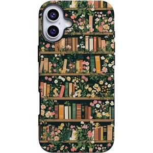 image:imageCasely iPhone 16 Case  The Boyfriend Collection  Forest Green  Bold Protective Design  Compatible with MagSafeBook Nook  Floral Library