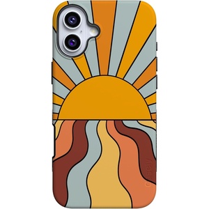 image:imageCasely iPhone 16 Case  The Boyfriend Collection  Forest Green  Bold Protective Design  Compatible with MagSafeShine On  Retro Sunset