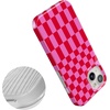 image:imageCasely iPhone 15 Case  Here Comes the Sun  Colorblock Sunset  Compatible with MagSafe  Classic Ultra Slim DesignVibe Check  Pink Checkerboard