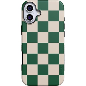image:imageCasely iPhone 16 Plus Case  Midnight Onyx  Black Shimmer  Bold Protective Design  Compatible with MagSafeFit Check  Green Checkerboard