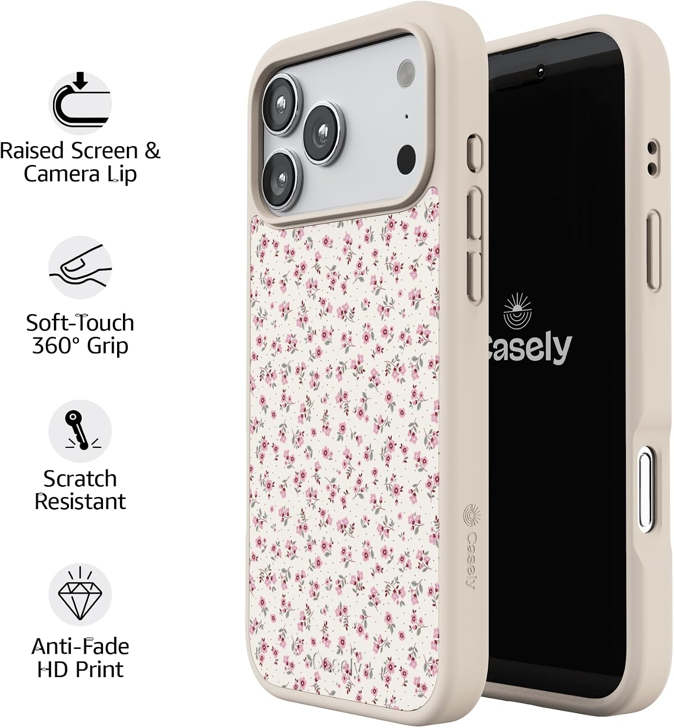 image:imageCasely iPhone 17 Pro Max Case  Citrus Stripes  Poolside Print  Align SoftTouch Flexible Bumper Case  Compatible with MagSafeCottage Charm  Cottagecore