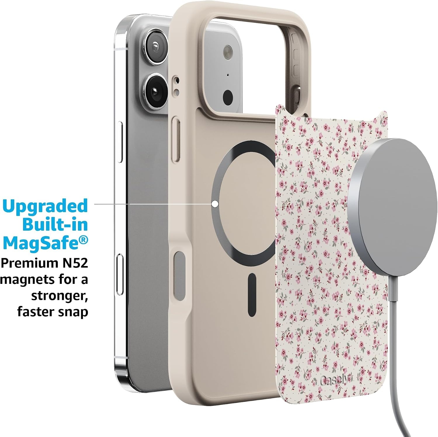 image:imageCasely iPhone 17 Pro Max Case  Citrus Stripes  Poolside Print  Align SoftTouch Flexible Bumper Case  Compatible with MagSafeCottage Charm  Cottagecore