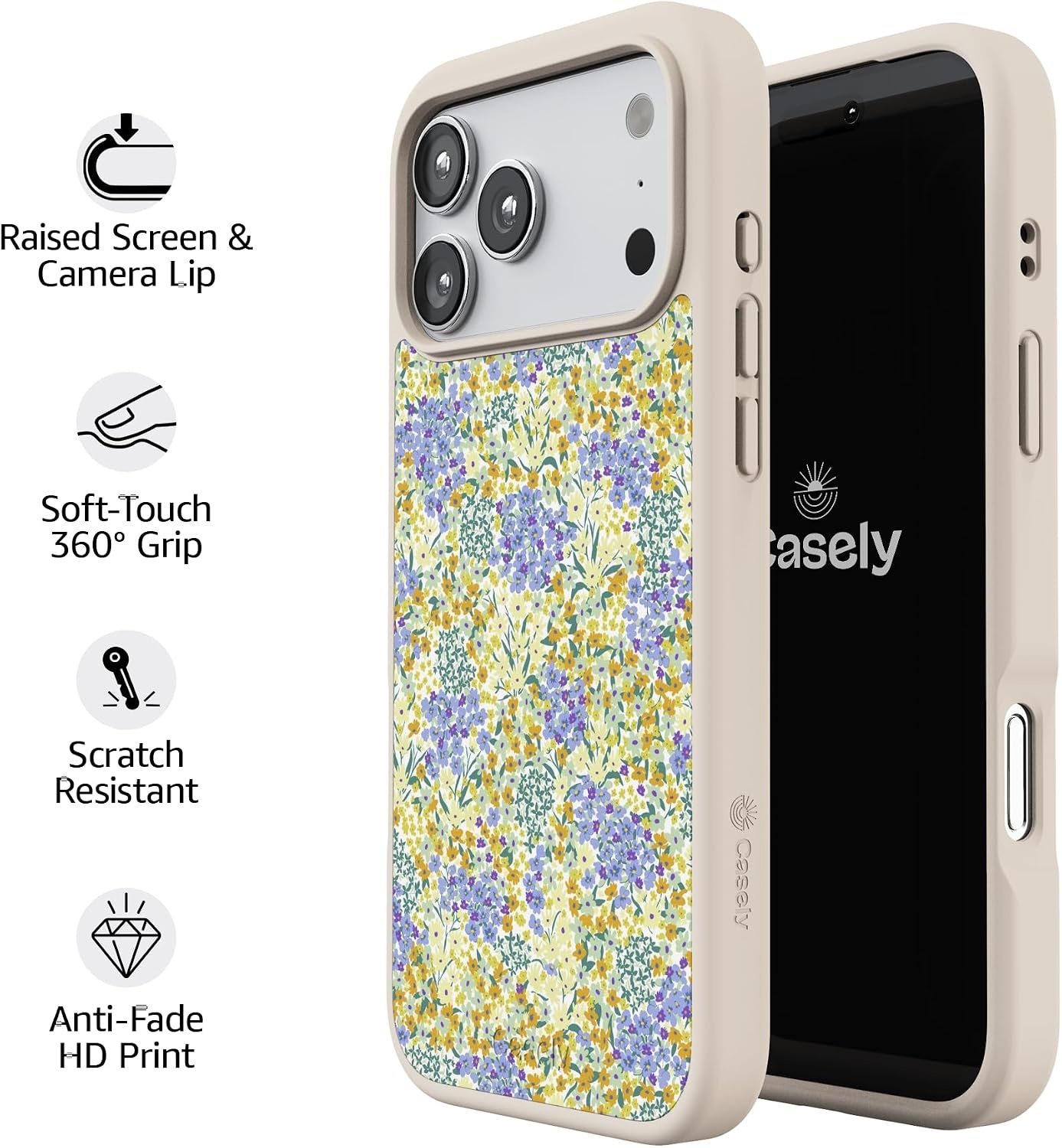 image:imageCasely iPhone 17 Pro Max Case  Citrus Stripes  Poolside Print  Align SoftTouch Flexible Bumper Case  Compatible with MagSafeDream Garden  Cottagecore