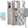 image:imageCasely iPhone 17 Pro Max Case  Seaside Stitch  Vintage Roses  Align SoftTouch Flexible Bumper Case  Compatible with MagSafeFit Check  Light Blue Checkerboard