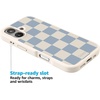 image:imageCasely iPhone 17 Pro Max Case  Seaside Stitch  Vintage Roses  Align SoftTouch Flexible Bumper Case  Compatible with MagSafeFit Check  Light Blue Checkerboard