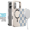 image:imageCasely iPhone 17 Pro Max Case  Seaside Stitch  Vintage Roses  Align SoftTouch Flexible Bumper Case  Compatible with MagSafeFit Check  Light Blue Checkerboard