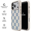 image:imageCasely iPhone 17 Pro Max Case  Seaside Stitch  Vintage Roses  Align SoftTouch Flexible Bumper Case  Compatible with MagSafeFit Check  Light Blue Checkerboard
