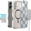 image:imageCasely iPhone 17 Pro Max Case  Seaside Stitch  Vintage Roses  Align SoftTouch Flexible Bumper Case  Compatible with MagSafeFit Check  Light Blue Checkerboard