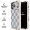 image:imageCasely iPhone 17 Pro Max Case  Seaside Stitch  Vintage Roses  Align SoftTouch Flexible Bumper Case  Compatible with MagSafeFit Check  Light Blue Checkerboard
