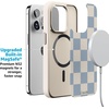 image:imageCasely iPhone 17 Pro Max Case  Seaside Stitch  Vintage Roses  Align SoftTouch Flexible Bumper Case  Compatible with MagSafeFit Check  Light Blue Checkerboard