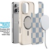 image:imageCasely iPhone 17 Pro Max Case  Seaside Stitch  Vintage Roses  Align SoftTouch Flexible Bumper Case  Compatible with MagSafeFit Check  Light Blue Checkerboard
