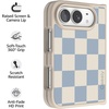 image:imageCasely iPhone 17 Pro Max Case  Seaside Stitch  Vintage Roses  Align SoftTouch Flexible Bumper Case  Compatible with MagSafeFit Check  Light Blue Checkerboard