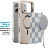 image:imageCasely iPhone 17 Pro Max Case  Seaside Stitch  Vintage Roses  Align SoftTouch Flexible Bumper Case  Compatible with MagSafeFit Check  Light Blue Checkerboard
