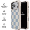 image:imageCasely iPhone 17 Pro Max Case  Seaside Stitch  Vintage Roses  Align SoftTouch Flexible Bumper Case  Compatible with MagSafeFit Check  Light Blue Checkerboard