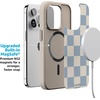 image:imageCasely iPhone 17 Pro Max Case  Seaside Stitch  Vintage Roses  Align SoftTouch Flexible Bumper Case  Compatible with MagSafeFit Check  Light Blue Checkerboard