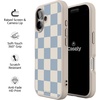 image:imageCasely iPhone 17 Pro Max Case  Seaside Stitch  Vintage Roses  Align SoftTouch Flexible Bumper Case  Compatible with MagSafeFit Check  Light Blue Checkerboard