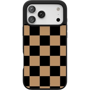 image:imageCasely iPhone 17 Pro Max Case  Citrus Stripes  Poolside Print  Align SoftTouch Flexible Bumper Case  Compatible with MagSafeFit Check  Black  Brown Checkerboard