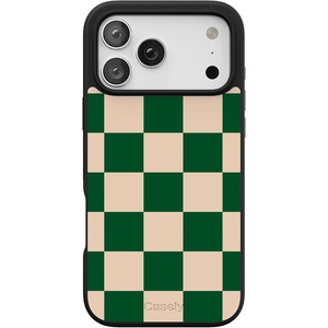 image:imageCasely iPhone 17 Pro Max Case  Citrus Stripes  Poolside Print  Align SoftTouch Flexible Bumper Case  Compatible with MagSafeFit Check  Green Checkerboard