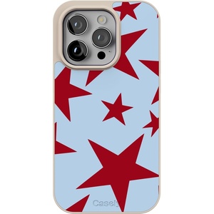 image:imageCasely iPhone 17 Pro Max Case  Seaside Stitch  Vintage Roses  Align SoftTouch Flexible Bumper Case  Compatible with MagSafeStars Align  Blue  Red Stars